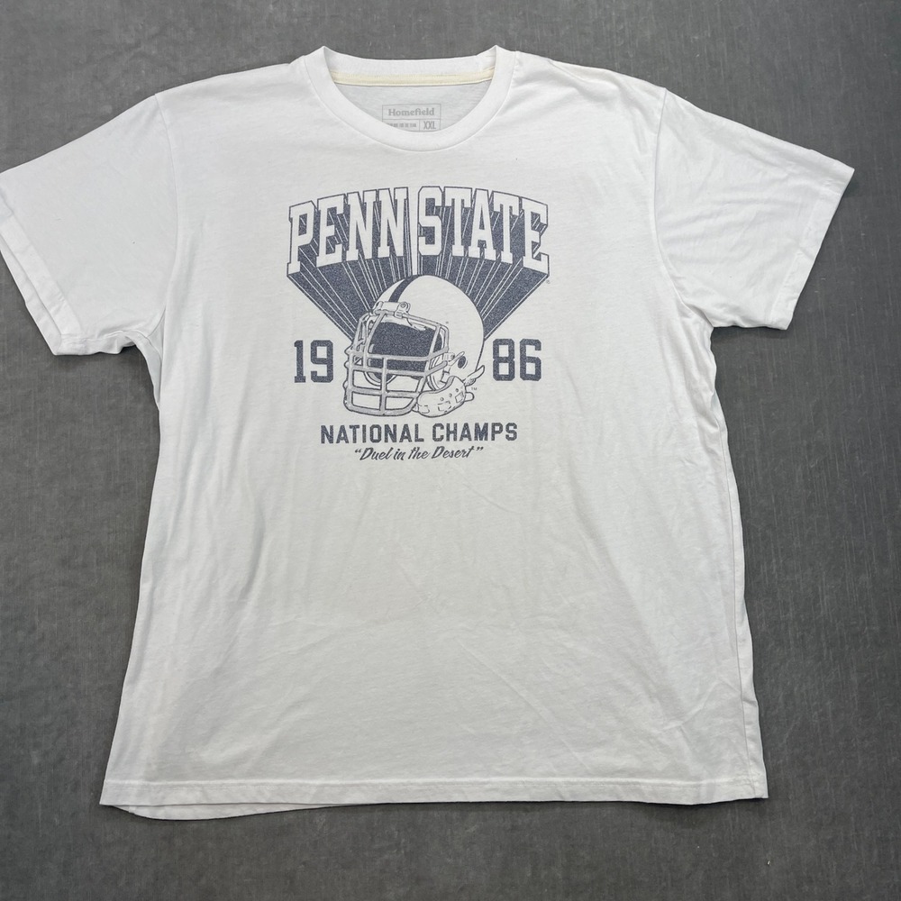 Penn State Men XXL White 1986 National Champs‎ Football Helmet Homefield T Shirt